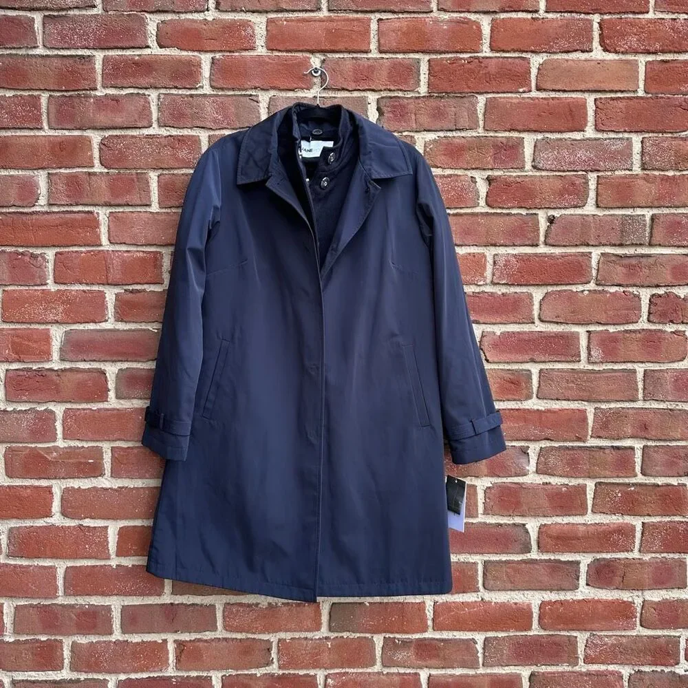 Jane Post $1795 Cashmere Double Coat 3-in-1 Rain Coat Navy Women’s M NEW